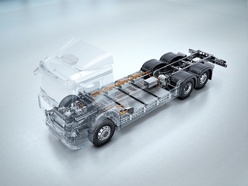 X-ray view of Mercedes-Benz Truck powertrain